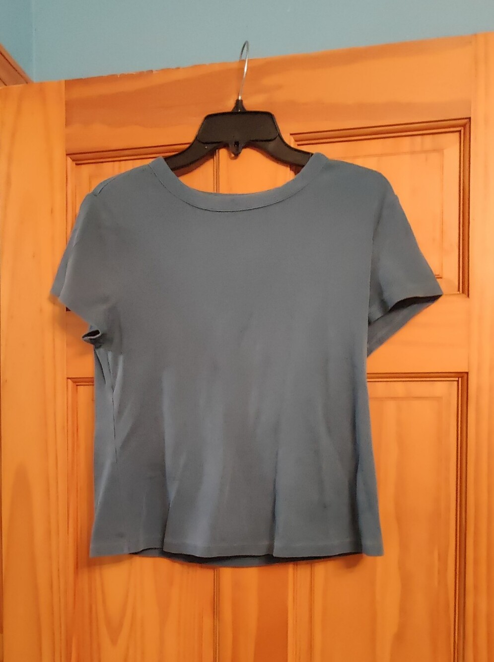 Old Navy Women's Size Large Snug Ribbed T-shirt Blue